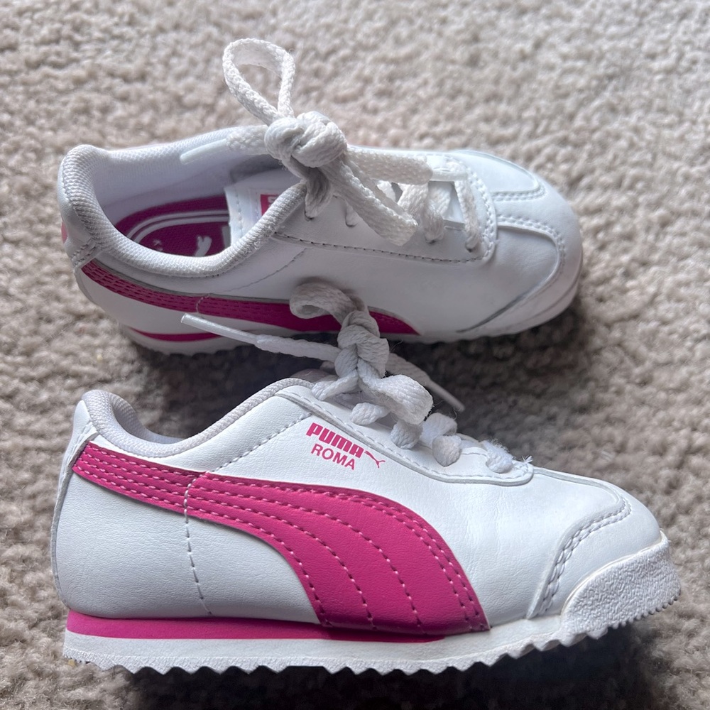 Toddler Girls White/Pink Lowtop Puma Size 6C